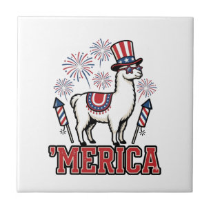 Carreau Llama patriotique Merica design vectoriel vintage_