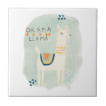 Carreau Llama Squad - Drama Llama<br><div class="desc">Llama Squad II par Juin Erica Vess. Dispose d'une jolie lama aux couleurs muettes avec l'expression "Drama llama".</div>
