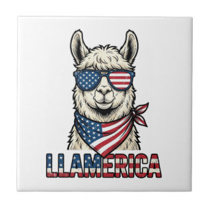Carreau Llamerica Llama Patriotique Design Vector Vintage_