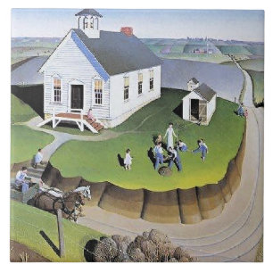 Carreau L'œuvre d'Arbor Day de Grant Wood