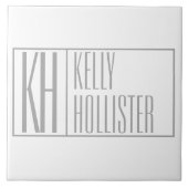 Carreau Logo Moderne Grey Initiales & Nom (Devant)