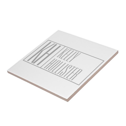 Carreau Logo Moderne Grey Initiales & Nom (Côté)