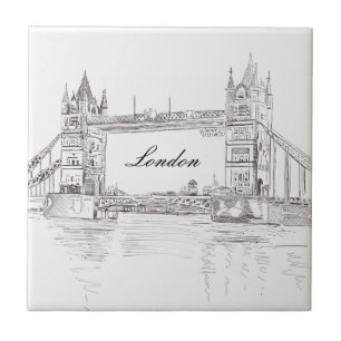 Carreau London Tower Bridge Black Ink Dessin classique