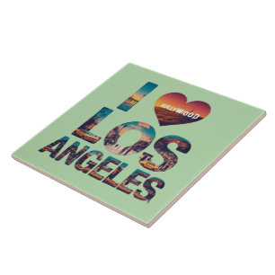 Carreau Los Angeles Skyline Sunset & Hollywood Typographie