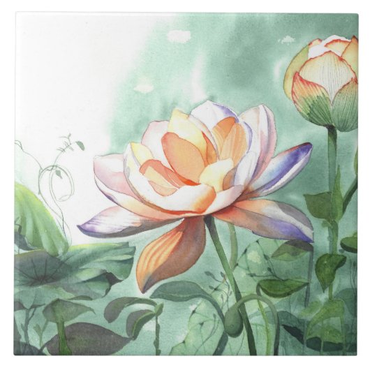 Carreau Lotus Aquarelle (Devant)