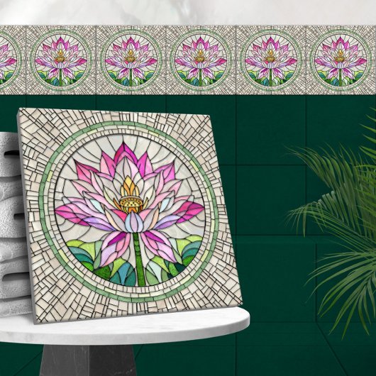 Carreau Lotus Flower Mosaic Art