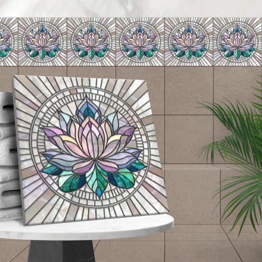 Carreau Lotus Flower Mosaic Art