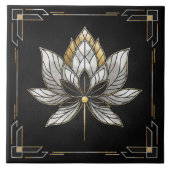 Carreau Lotus Flower - Noir, Perle et Or (Devant)
