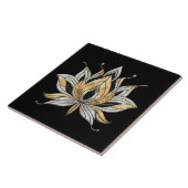 Carreau Lotus Flower - Noir, Perle et Or (Côté)