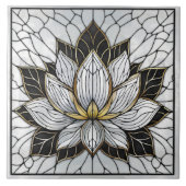 Carreau Lotus Flower - Noir, Perle et Or (Devant)