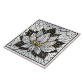 Carreau Lotus Flower - Noir, Perle et Or (Côté)