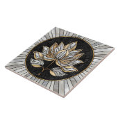 Carreau Lotus Flower - Noir, Perle et Or (Côté)