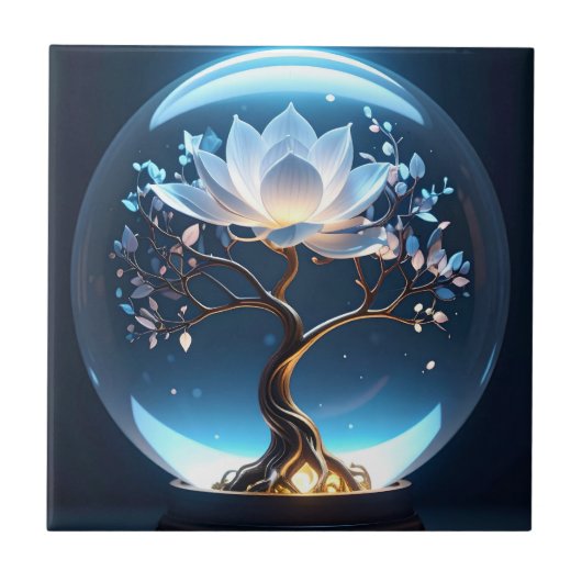 Carreau Lotus Globe céramique Art (Devant)