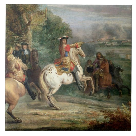 Carreau Louis XIV (1638-1715) surveillant le siège de ci (Devant)