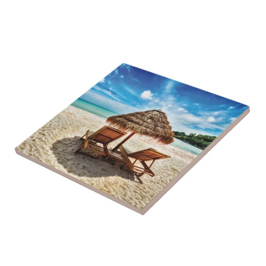 Carreau Lounge on beach throw pillow (Côté)