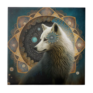 Carreau Loup blanc Mandala