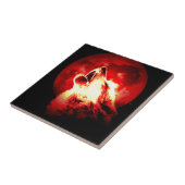 Carreau Loup, lune et ciel rouge (Côté)