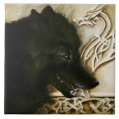 Carreau Loup noir dragon celtique entrelacs fantasy (Devant)