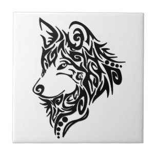 Carreau Loup tribal noir solitaire