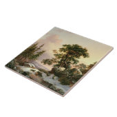 Carreau Loups dans un paysage d'hiver (huile sur le (Côté)