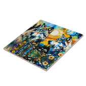 Carreau Loups gris et Fleurs sauvages (Côté)