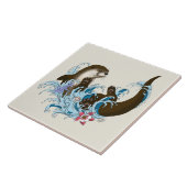 Carreau Loutre de rivière fantaisiste bleue ludique éclabo (Côté)