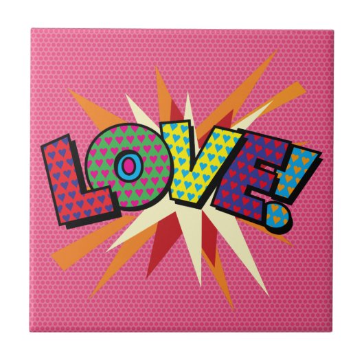 Carreau LOVE Amusant Art Pop Livre de Bande Dessinée Rétro (Devant)