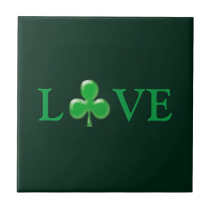 Carreau Love dark Green Clover Shamrock St. Patrick's Day