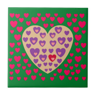 CARREAU LOVE HEART COLORFULL TILE CÉRAMIQUE