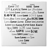 Carreau Love Heart Word Cloud - Noir et Blanc (Devant)