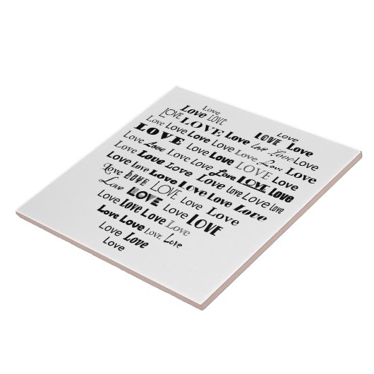 Carreau Love Heart Word Cloud - Noir et Blanc (Côté)