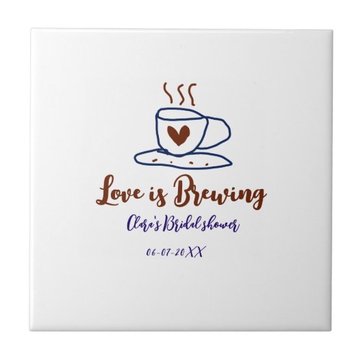 Carreau Love is Brewing marron bleu enterrement de vie de  (Devant)