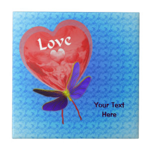 Carreau Love Red Heart Balloon Papillon Tile