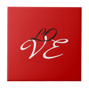 Carreau Love Rouge Blanc Noir Couleur Script Calligraphie
