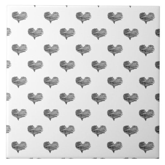 Carreau Love Valentine's Day Black Heart croquis (Devant)