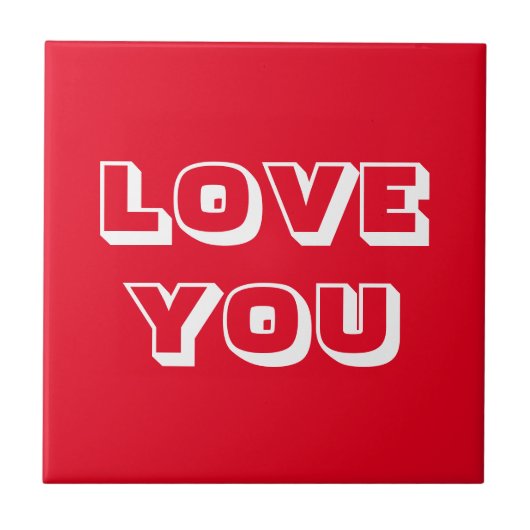 Carreau Love You, rouge blanc moderne audacieux (Devant)