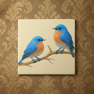Carreau Lovebirds d'ivoire doux Romantique Bluebirds Maria