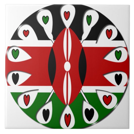 Carreau Lovely Hearts Kenya : Drapeau Art Motif (Devant)