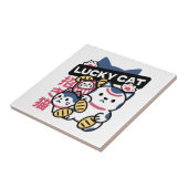 Carreau Lucky Cat Maneki Neko – Japanese Fortune Cat  (Côté)