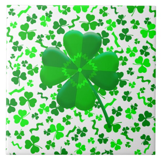 Carreau Lucky Four Leaf Clover Shamrocks Confetti (Devant)