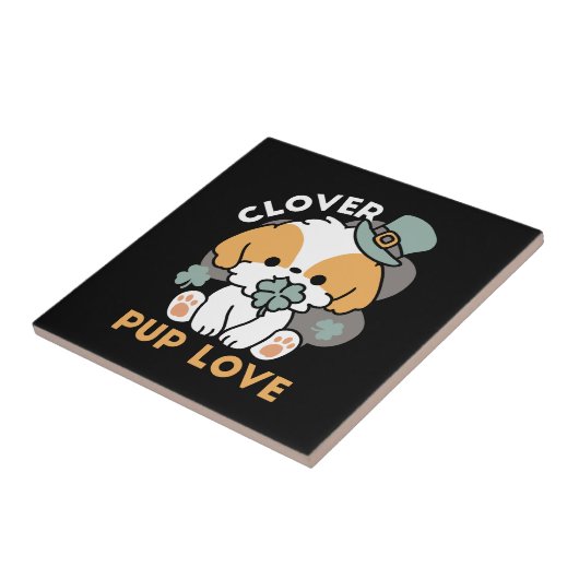 Carreau Lucky Pup with Clover - St. Patrick's Day Cadeau (Côté)