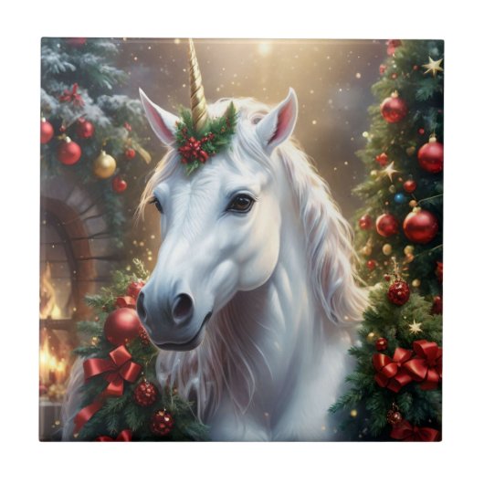 Carreau Lumière des neiges : La licorne de Noël enchantée (Devant)