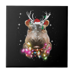 Carreau Lumières de Noël Hippo Fiona Hippopotamus Lover