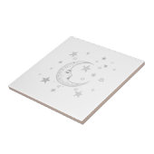 Carreau Lune céleste avec face et étoiles argent et blanc (Côté)