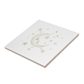 Carreau Lune céleste avec face et étoiles or argent blanc (Côté)