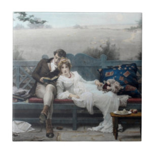 Carreau Lune de miel (Mariés sur un banc)