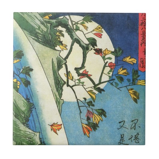 Carreau Lune Hiroshige Au-Dessus D'Une Cascade Art Japonai (Devant)