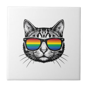 Carreau Lunettes de soleil arc-en-ciel vintage Chat Fierté
