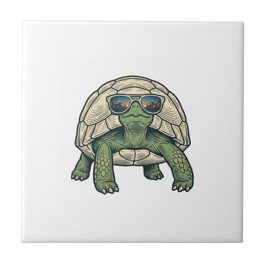 Carreau Lunettes de soleil cool Tortoise Design vectoriel  (Devant)