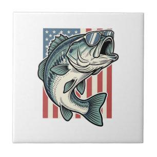Carreau Lunettes de soleil de pêche à la basse patriotique
